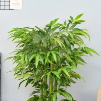 HOMCOM Kunstmatige Bamboeplant, Plastic in Pot, 780 Bladeren, Realistisch Uiterlijk, Weinig Onderhoud, 140 cm, Groen(m-7)