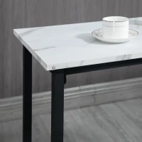 HOMCOM Barset voor 2 personen, 1 tafel met 2 barkrukken, wit marmeren blad, stalen frame(m-8)