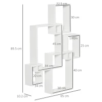 HOMCOM Floating Shelves, Wall Mounted Interlocking Cube Shelves, Display Wall Shelf for Living Room, Bedroom, Hallways, White(m-3)