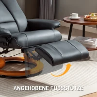 HOMCOM Relaxfauteuil met ligfunctie, draaibaar, tot 150 kg, kunstleer bekleding, stalen frame, donkergrijs(m-5)