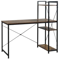 HOMCOM Reversible Computer Desk with Storage Shelves on Left or Right, Industrial Reversible Writing Desk for Home Office, Study, Easy Assembly, 120 x 64 x 121cm, Rustic Brown and Black(m-10)