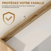 HOMCOM Meuble Micro-Ondes, Buffet Cuisine avec Tiroir, 2 Portes à Fermeture Douce, Plan de Travail et Étagères Ouvertes, Chêne(m-6)