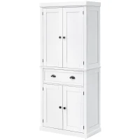HOMCOM Mobile Cucina con Armadietto Superiore e Inferiore e Cassetto Centrale in Legno, 76x40.5x184 cm, Bianco(m-11)
