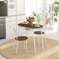 HOMCOM 3-Piece Dining Table and Chairs Set, Oval Kitchen Table with 2 Chairs, with Wire Storage Shelf and Steel Frame, Natural(m-2)