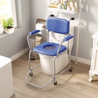 HOMCOM Chaise de douche à roulettes, Fauteuil confortable rembourré avec accoudoirs rabattables(m-4)