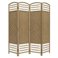 HOMCOM Paravent intérieur en bois séparateur de pièce cloison pliable 4 panneaux 160 x 170 cm bois naturel(m-12)