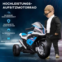 HOMCOM Kindermotorfiets, Elektromotorfiets, Koplampen, 3 Muziekmodi, voor Kinderen 1,5-5 Jaar, Blauw, 82,5 x 42 x 54cm(m-4)