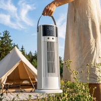 HOMCOM Ventilator de Masă cu Nebulizare, 3 Viteze, Timer 10H, Alb(m-9)