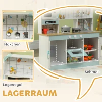 AIYAPLAY Speelkeukenset, Kinderkeuken met Effecten, Koffiezetapparaat, Oven, Veel Opbergruimte, MDF, Roestvrijstaal, voor Kinderen vanaf 3 Jaar(m-7)