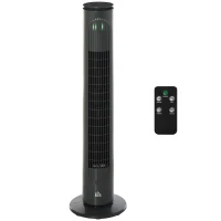 HOMCOM Ventilador de Torre Silencioso con Control Remoto 3 Velocidades 3 Modos Temporizador 10H Oscilación 70° Gris Oscuro(m-11)