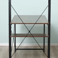 HOMCOM Reversible Computer Desk with Storage Shelves on Left or Right, Industrial Reversible Writing Desk for Home Office, Study, Easy Assembly, 120 x 64 x 121cm, Rustic Brown and Black(m-9)