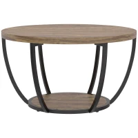 HOMCOM Salontafel met 2 niveaus, woonkamertafel 80 x 80 x 43,8 cm, bruin/zwart(m-1)