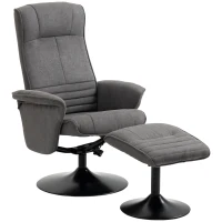 HOMCOM fauteuil met voetenbank, verstelbare rugleuning, 69 cm x 71 cm x 104 cm, donkergrijs+zwart(m-10)