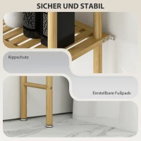 HOMCOM Ruimtebesparend Toiletregal 3 Niveaus, Natuurlijk Hout 69 x 25,5 x 181 cm(m-7)