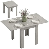 HOMCOM Table à manger extensible rectangle pour 4 à 6 personnes, table de cuisine 70-140 cm, patins en feutre, gris(m-12)