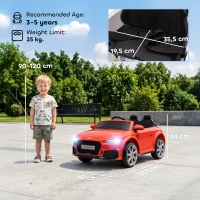 HOMCOM Macchina Elettrica per Bambini 3-5 Anni Licenza AUDI TT con Telecomando e Fari LED, 102x60x44 cm, Rosso(m-3)
