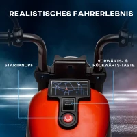 HOMCOM Elektrische Kinder Motor met Koplamp, Afneembare Steunwielen, 76x42x57 cm, Rood/Zwart(m-4)