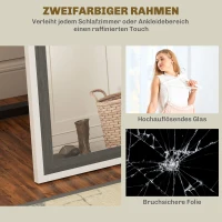 HOMCOM Volledige Lichaamsspiegel, MDF-Frame, Splintervrije Folie, 162,6 x 53,3 cm, Grijs(m-5)