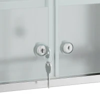 HOMCOM Medicijnkast met slot, 2 sleutels, glazen deur en 6 planken, 48 x 46 x 12 cm, zilver(m-11)