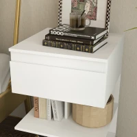 HOMCOM Comodino Moderno in Truciolato e MDF con un Cassetto e 2 Ripiani, 39x39x65 cm, Bianco(m-7)