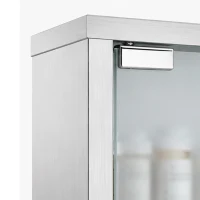 HOMCOM Medicijnkast met slot, 2 sleutels, glazen deur en 6 planken, 48 x 46 x 12 cm, zilver(m-10)