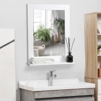 kleankin Miroir de salle de bain mural moderne avec étagère de rangement 50 x 11,5 x 60 cm - blanc(m-10)