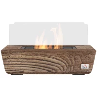 HOMCOM Lareira de Bioetanol de Mesa Capacidade 150 ml 1000BTU/Hr Combustão de 45 Minutos para Interior 5-8 ㎡33x16x18 cm Carvalho(m-12)