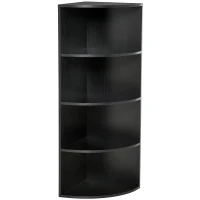 HOMCOM vrijstaande stelling hoekkast boekenkast opbergkast badkamerstelling decoratieve stelling houten stelling 4 vakken(m-1)