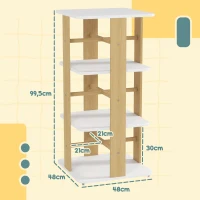 AIYAPLAY Estantería para Libros Infantil Librería Infantil con Ruedas Estantería Infantil con 3 Estantes Blanco y Natural(m-3)