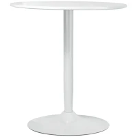 HOMCOM eettafel voor 2 personen, rond tafelblad, stalen voet, wit, 70 x 70 x 75 cm(m-10)