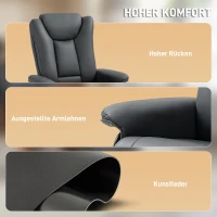 HOMCOM Relaxfauteuil met ligfunctie, draaibaar, tot 150 kg, kunstleer bekleding, stalen frame, donkergrijs(m-7)