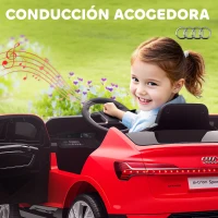 HOMCOM Coche de Batería para Niños 12V Audi E-tron con Mando a Distancia Faros Bocina Música Velocidad 3-5 km/h Rojo(m-7)