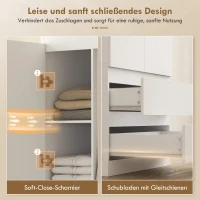 HOMCOM Slaapkamergarderobe met 2 deuren, 2 lades, 3 vakken, hout, wit(m-6)