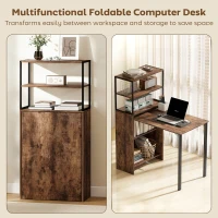 HOMCOM Folding Shelf and Work Table - Brown/Black(m-4)