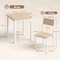 HOMCOM Three-Piece Minimal and Compact Dining Set, Oak Wood Effect(m-3)