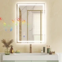 HOMCOM Specchio Bagno Antiappannante con Luce LED Regolabile, Speaker Bluetooth, Pulsanti Touch, 50x70 cm(m-9)