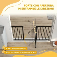 PawHut Cancellino per Cani a 3 Estensioni con Larghezza Regolabile fino a 147.5 cm e Chiusura Automatica, Nero(m-5)