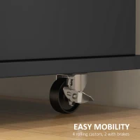 HOMCOM Kitchen Island with Drop Leaf, Rolling Kitchen Storage Trolley on Wheels with 3 Drawers, Black(m-7)