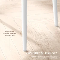 HOMCOM Conjunto de 6 Cadeiras de Sala de Jantar Estofadas em Couro Sintético com Encosto Alto e Pés de Aço 41x50x97cm Branco(m-7)