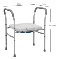 HOMCOM Silla con Inodoro de Aluminio Silla de Ducha con Altura Ajustable y Almohadillas Antideslizantes Carga 136 kg Gris(m-3)