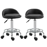 HOMCOM Verrijdbare kruk met rugleuning 57-72 cm hoogte verstelbaar draaikruk voor kantoor salon massage(m-10)