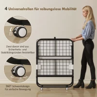 HOMCOM logeerbed 2-in-1 opklapbed met wielen, hoofdbord in hoogte verstelbaar, opklapbaar(m-7)