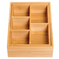 HOMCOM Extendable Drawer Organiser Tray Drawer Inserts Storage Holder Dividers 24.6-41cm, Natural bamboo Colour(m-7)