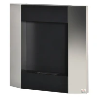 HOMCOM ethanolhaard bio-ethanolbrander 1800 W 0,7 l 1 uur. brandduur geen rook wandgemonteerd staal rvs zilver + zwart 72 x 11 x 72 cm(m-10)