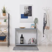 HOMCOM Console Table Hallway Desk w/Storage Shelf, X Design for Living Room Entryway, Grey(m-7)
