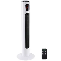 HOMCOM Ventilador de Torre Silencioso 45W con Control Remoto 3 Velocidades 3 Modos Temporizador 10H Oscilación 70° Blanco(m-1)