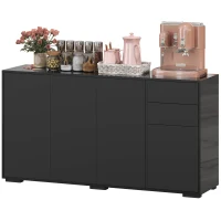 HOMCOM Buffet meuble de rangement 2 tiroirs coulissants 4 portes étagère réglable panneaux de particules 140 x 36 x 74 cm noir(m-13)