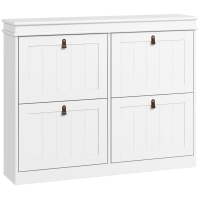 HOMCOM Meuble à chaussures 20 paires, armoire à chaussures, 4 tiroirs rabattables, étagères réglables, 105x24x82,5cm, blanc