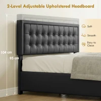 HOMCOM PU Leather King Size Ottoman Bed Frame, with Front Drawer - Black(m-6)