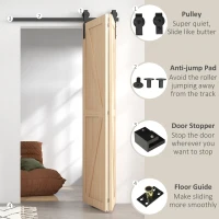 HOMCOM 122 CM schuifdeurbeslagset voor vouwdeuren voor 2 deuren van koolstofstaal(m-5)